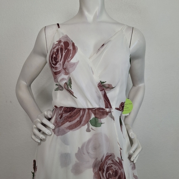 Windsor "NEW" Bohemian Floral Chiffon Cottagecore High Low Coquette Maxi Dress L - Picture 13 of 13